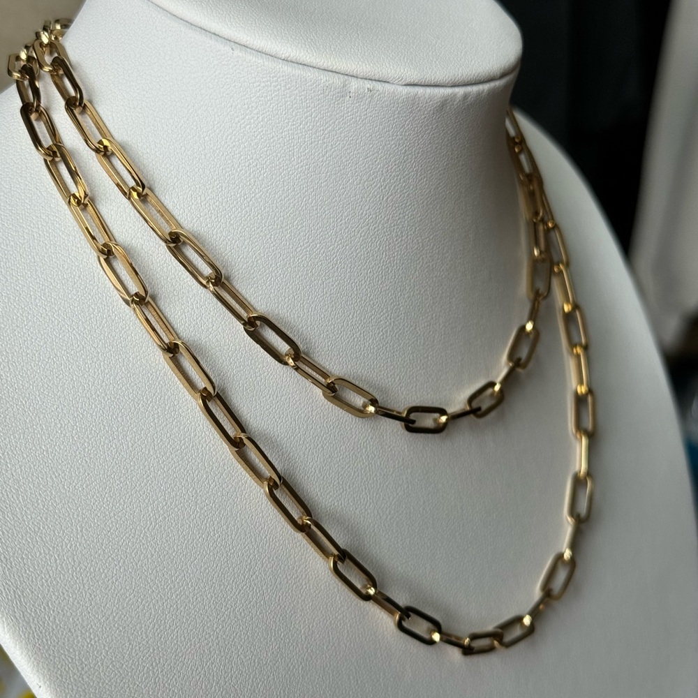 60. Qudo Padua Gold Plated Chainlink Toggle Neckace Long